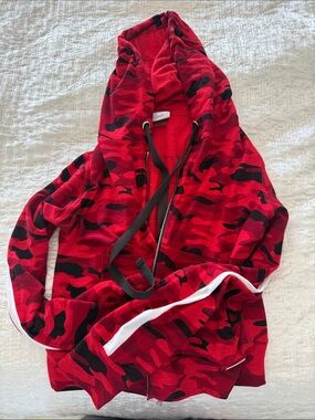 Bombshell Sportswear Red & Black Camo Zip Hoodie